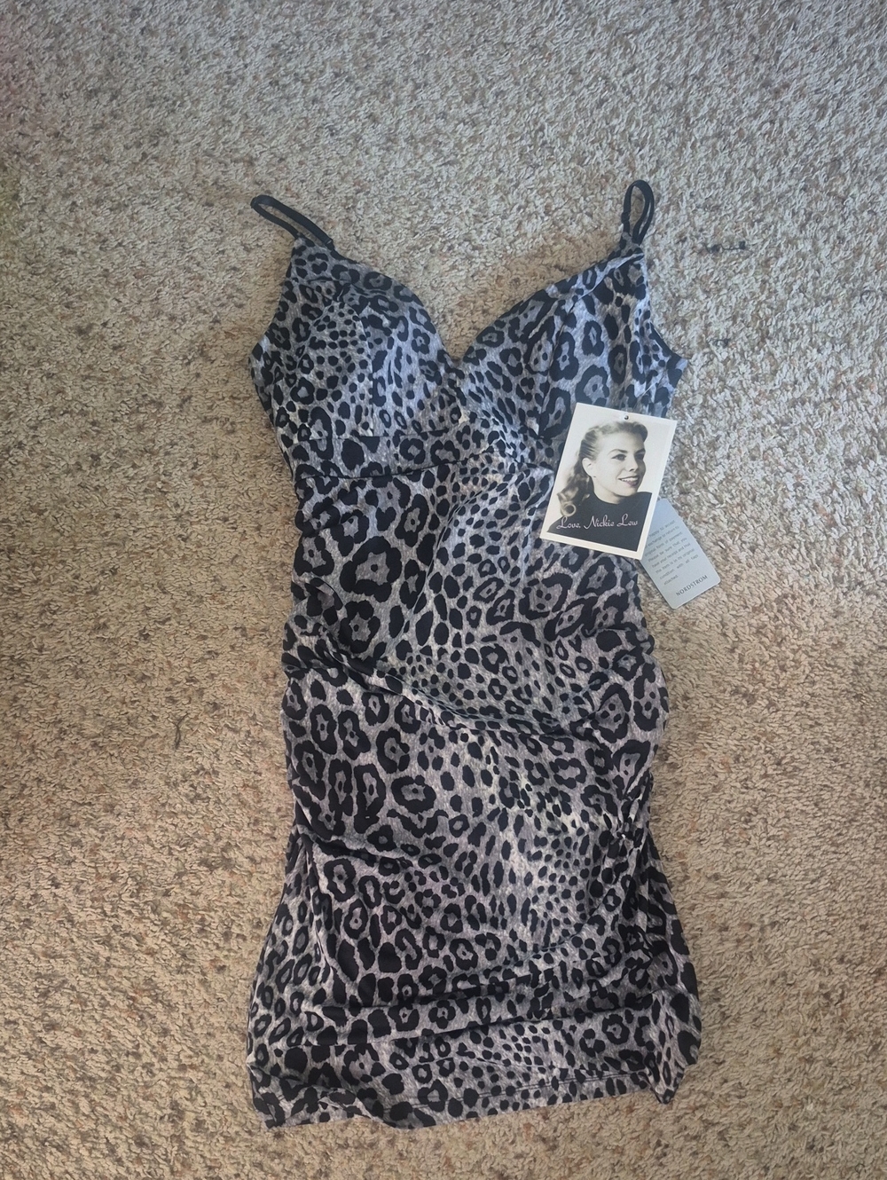 Silky Animal Print Slip Dress - Black/Grey